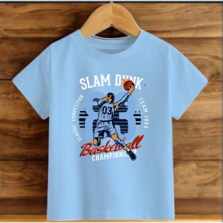 Çocuk Mavi Pamuklu Baskili T-shirt Çocuk Mavi Pamuklu Baskili T-shirt